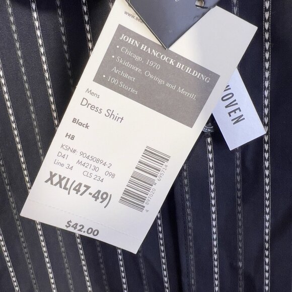 NWT 90s Mens Structure Black Dress Shirt Long Sleeve Button Down Size XXL - Picture 7 of 11